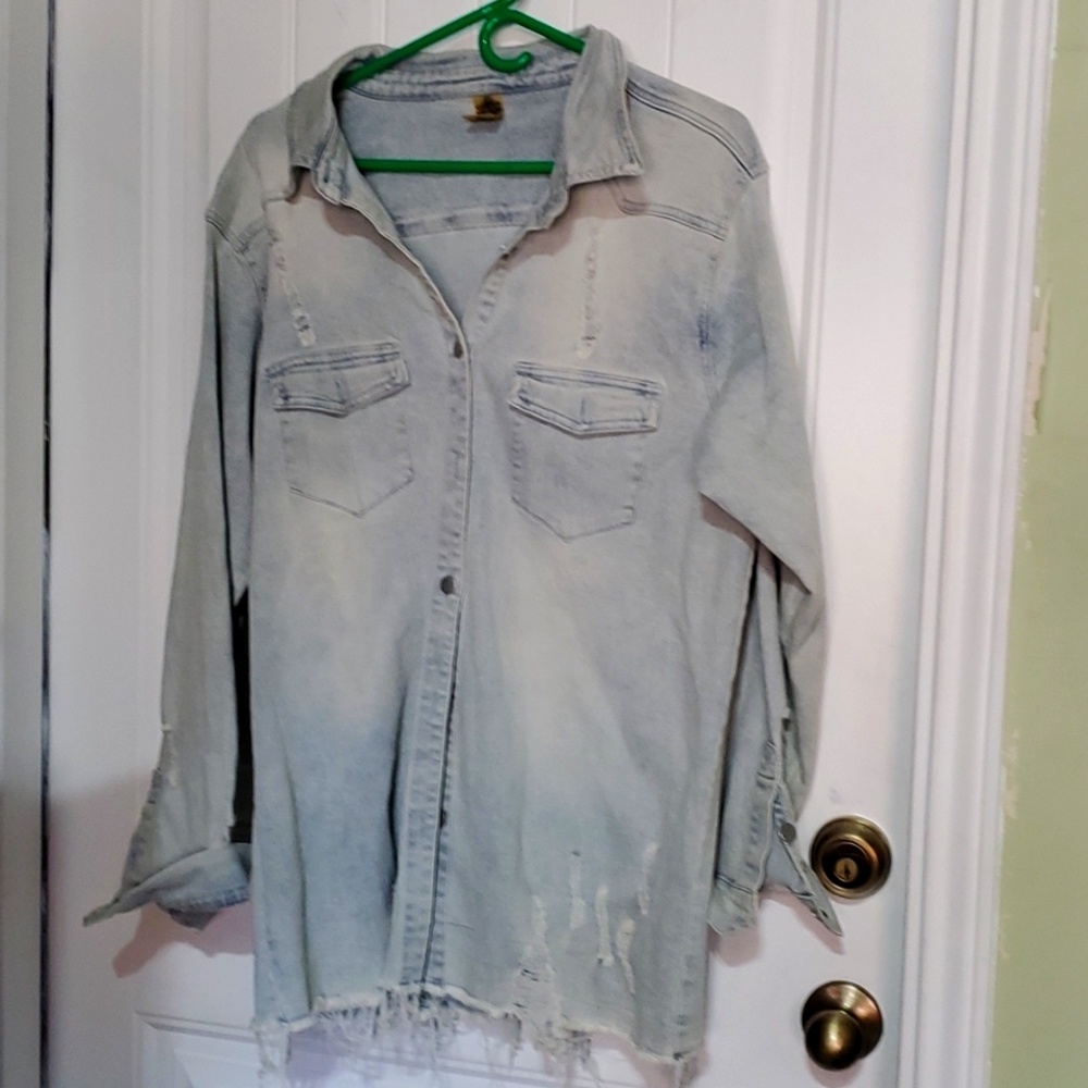 Distressed Jean shirt